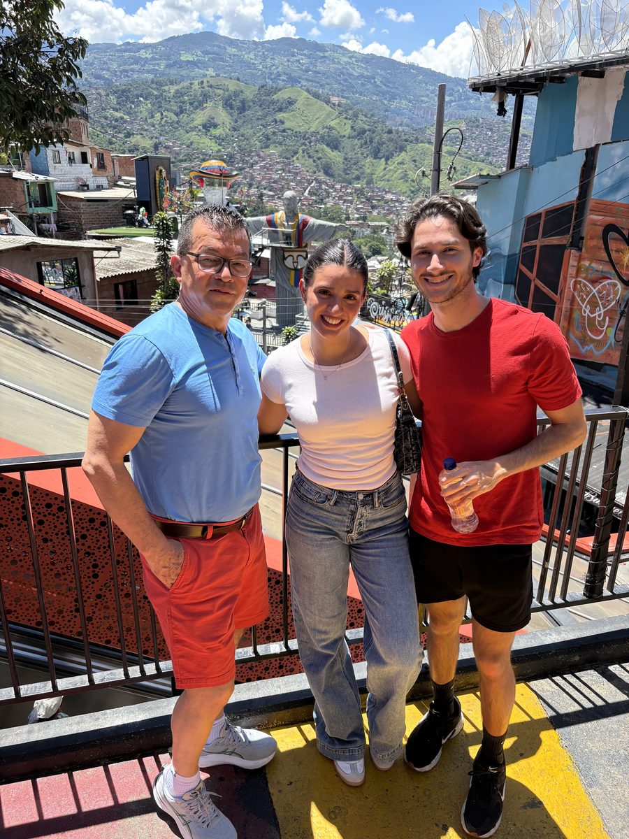 Sebastian Meza with his family in Colombia